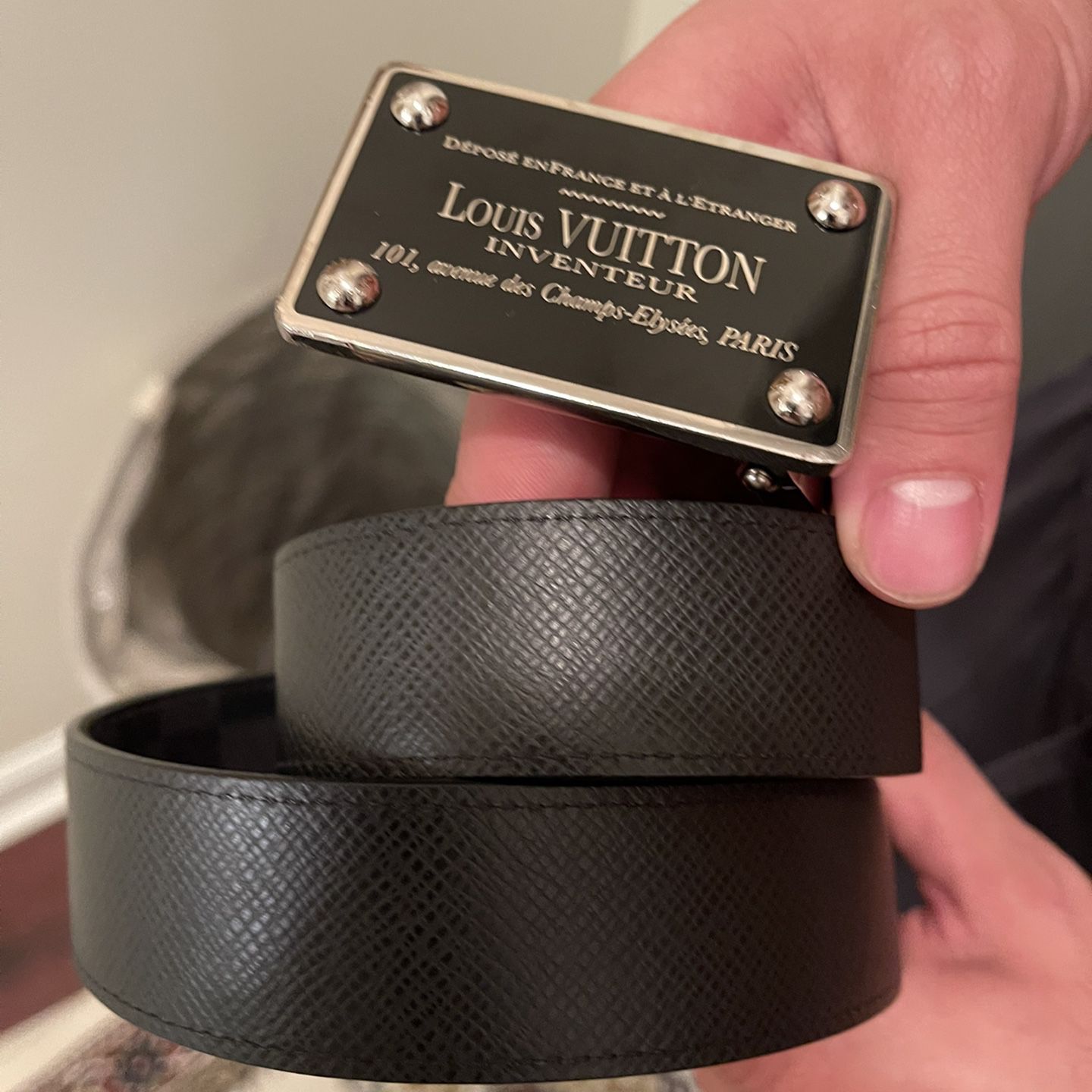 LOUIS VUITTON Damier Graphite 35mm LV Inventeur Belt 90 36 216410