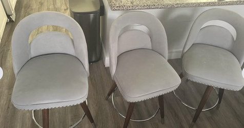 BarStools | Standard Bar Height | (4) Light Grey Velvet