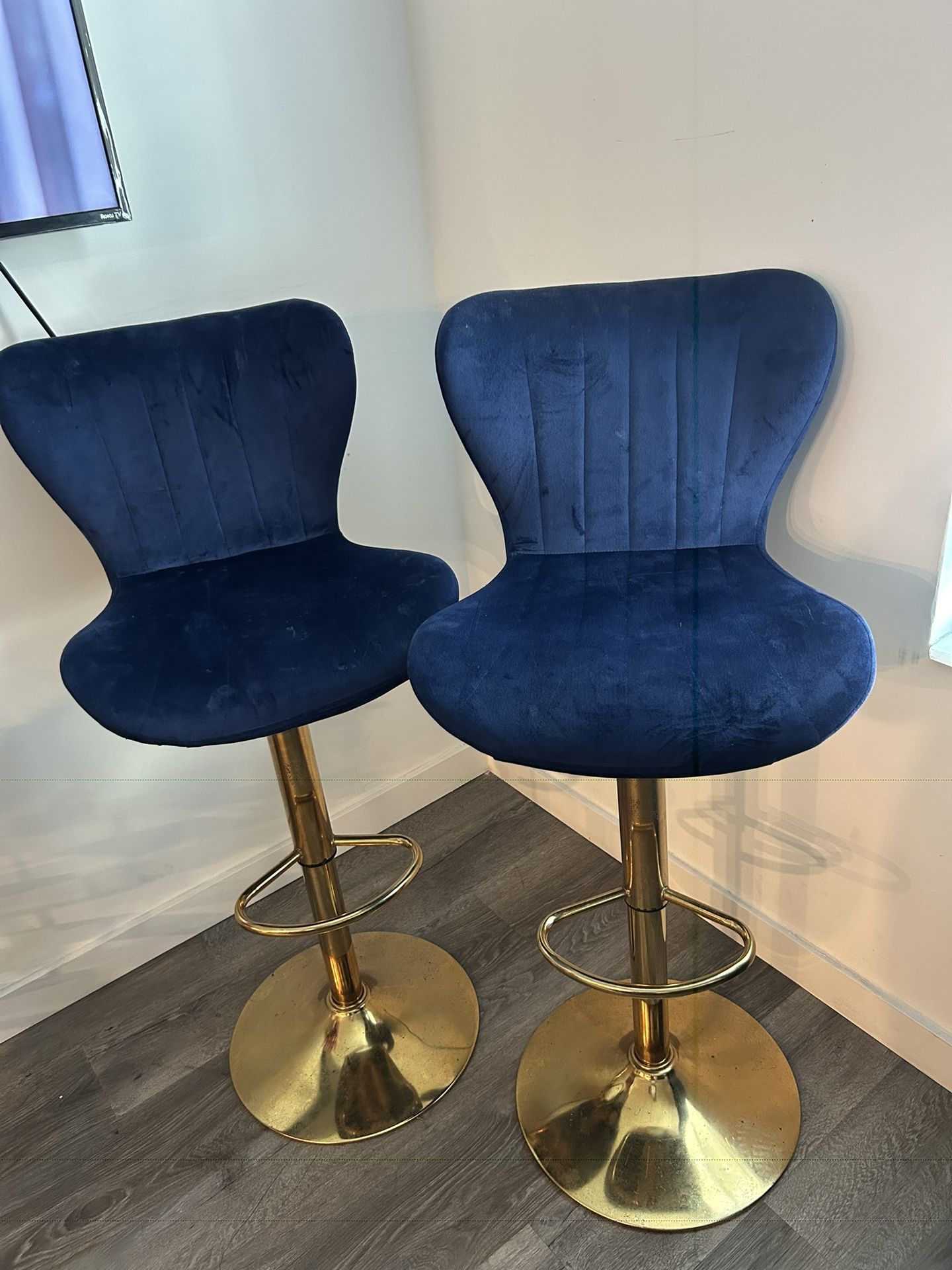 Beautiful Navy Blue And Gold Bar Stools