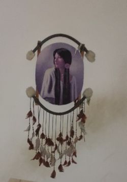 Indian Picture With Feathers On Bottom