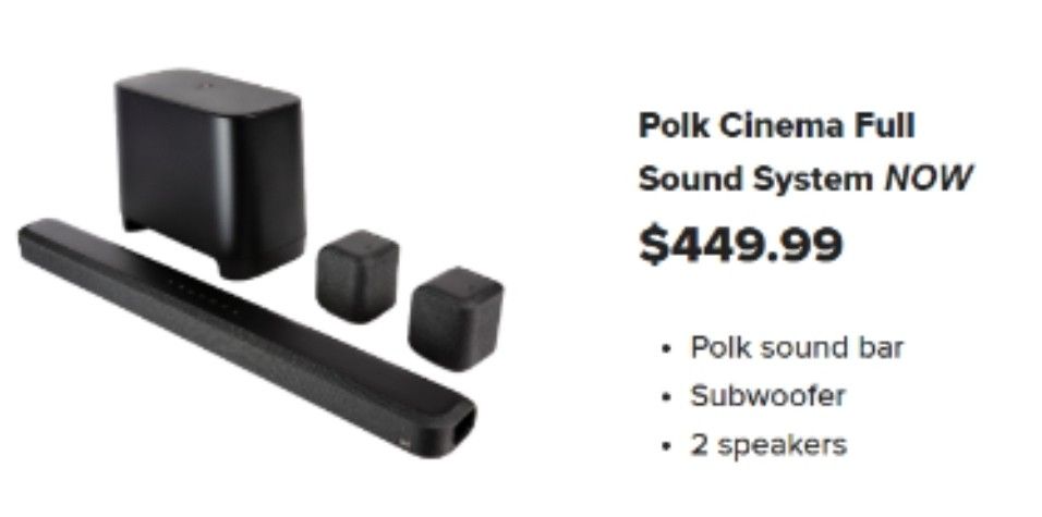 Polk Cinema Sound System. $250 - BRAND NEW