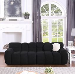 sofa！3 set！Teddy Velvet Fabric！More comfortable & soft😍 black