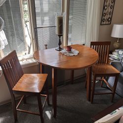 Pub Dining Table With Two Bar Height Chairs