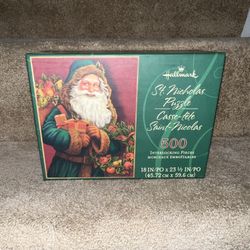 Vintage Hallmark St. Nicholas 500 Piece Puzzle 18" x 23.5 Christmas Decorations 