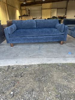 Blue Sofa + Matching Sectional Set w/ Ottoman – Brand New