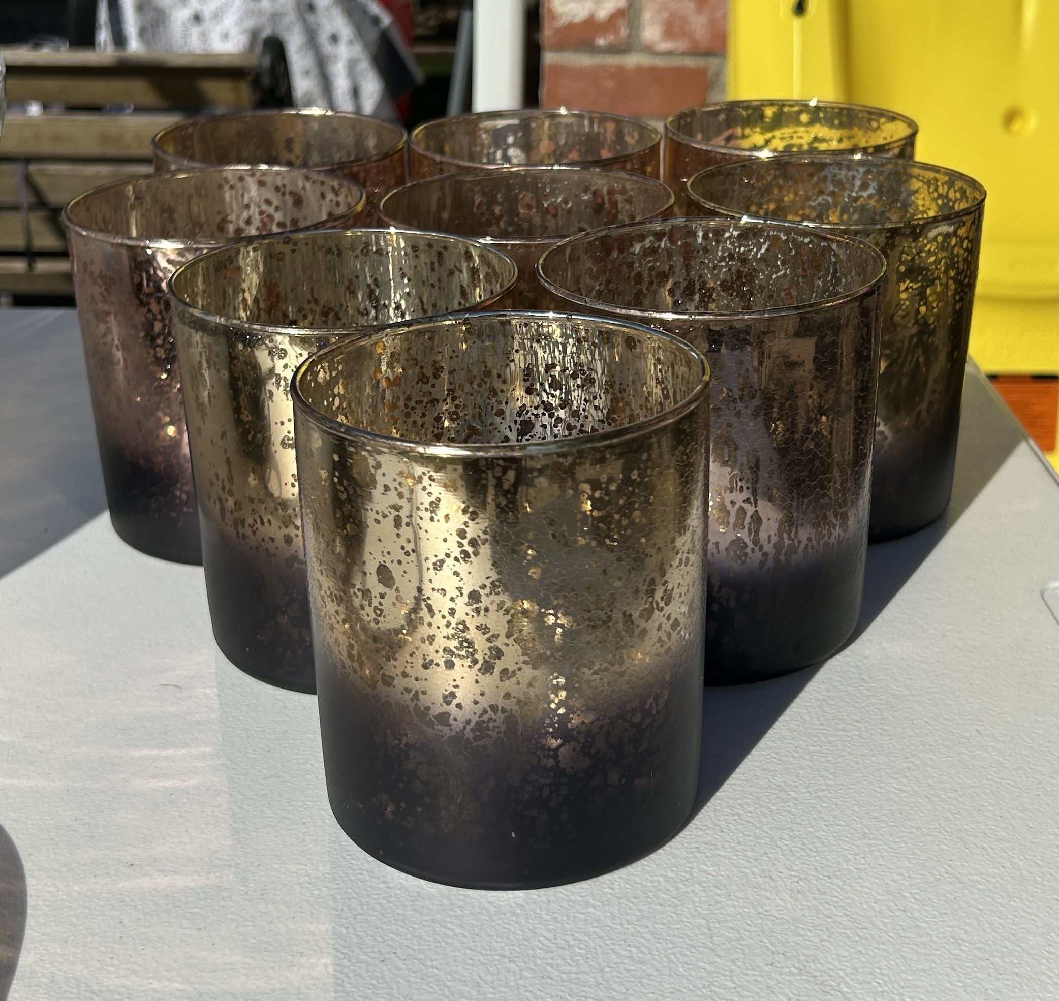 2-toned Large Mercury Votives Gold & Navy Blue