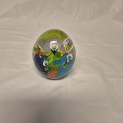 Italian Murano Rainbow Bubble Glass Paperweight 