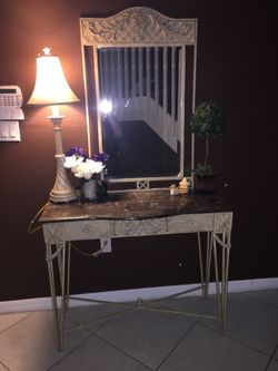 Beige Marble Console table with mirror