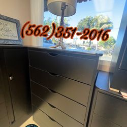 Black Katy Five Drawer Dresser Chest 