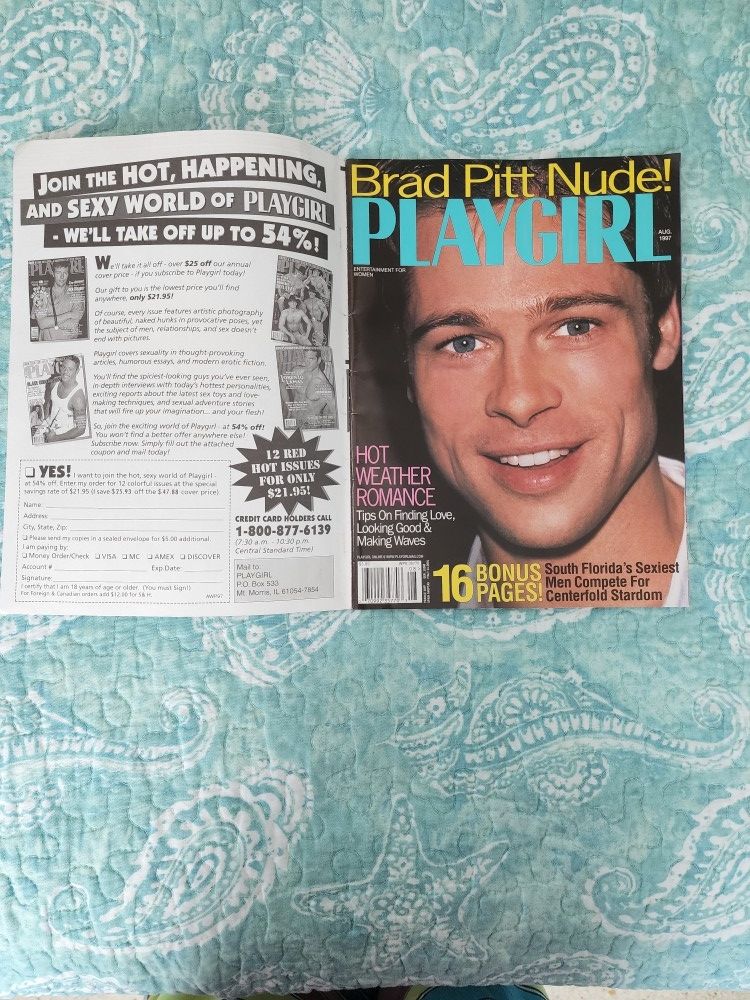 PLAYGIRL August 1997 BRAD PITT Nude!