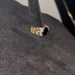 Nugget Diamond Onyx Ring 