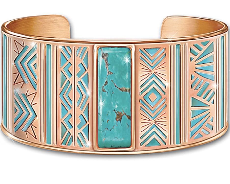NATURE’S HEALING EMBRACE COPPER CUFF BRACELET WITH TURQUOISE