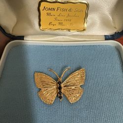 Estate Butterfly Gold brooch