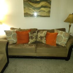 Microfiber Couch Loveseat And Leather Recliner 