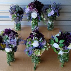 Purple And Succulents Wedding Bouquets / Decor