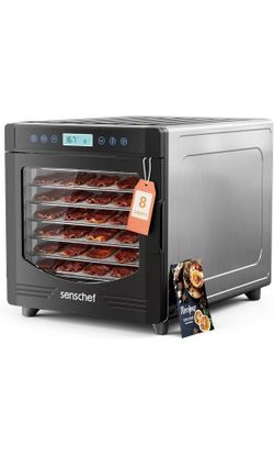 Food Dehydrator for Jerky, 8 Stainless Steel Trays, 50% More Space in Same Size, 600W Power & 167°F for Healthier Jerky & Pet Treats, Full Kit for Yog