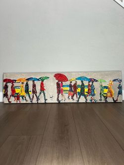 63x16 LARGE “Umbrellas” Colorful Textured Canvas Wall Art by Schuller- Artwork from Spain