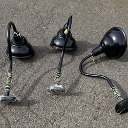 Black Metal Goosneck Light Fixture Set of 3