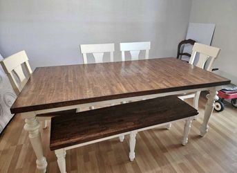 Farm House Table With Chairs And Bench