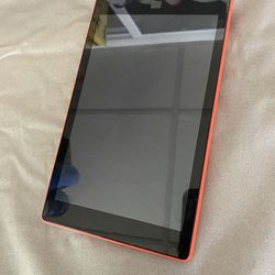 Amazon fire tablet with red back