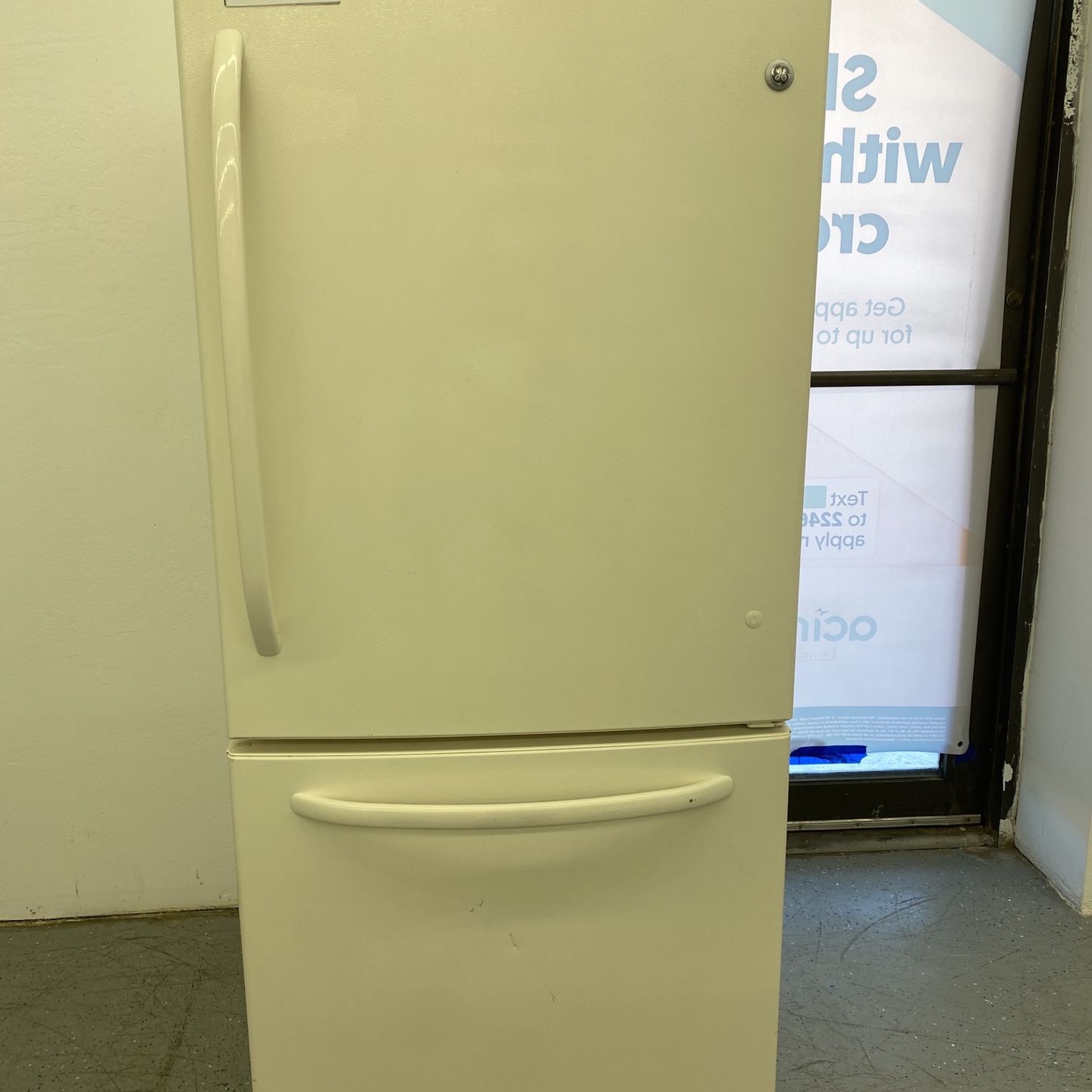 Bisque GE Bottom Freezer Refrigerator