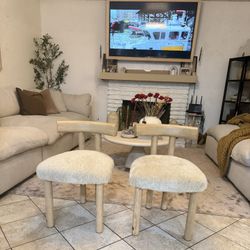  CB2  Perle Shearling  Dining/Accent Chairs Set Of 2 $400