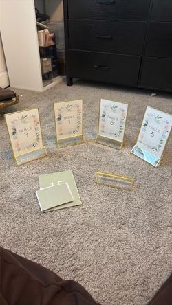 Gold Acrylic Table Number Frames with Cards