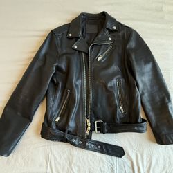 All Saints Belted Leather Biker Jacket