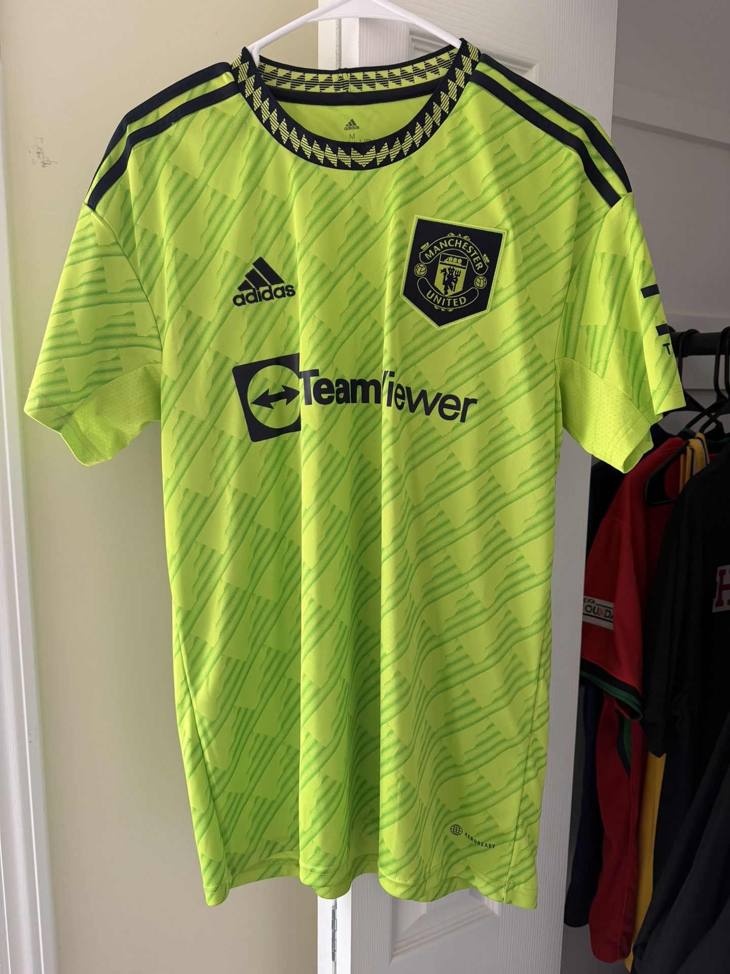 Manchester United Adidas Jersey – Neon Green – Medium