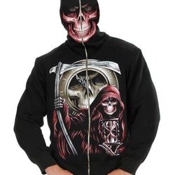 Adult Men's Grim Reaper Black Hoodie Sweatshirt clown hoodie perfect for Halloween all sizes availab 