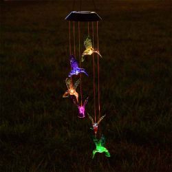 Solar Color Changing LED Hummingbird Wind Chimes Home Garden Decor Light Lamp US