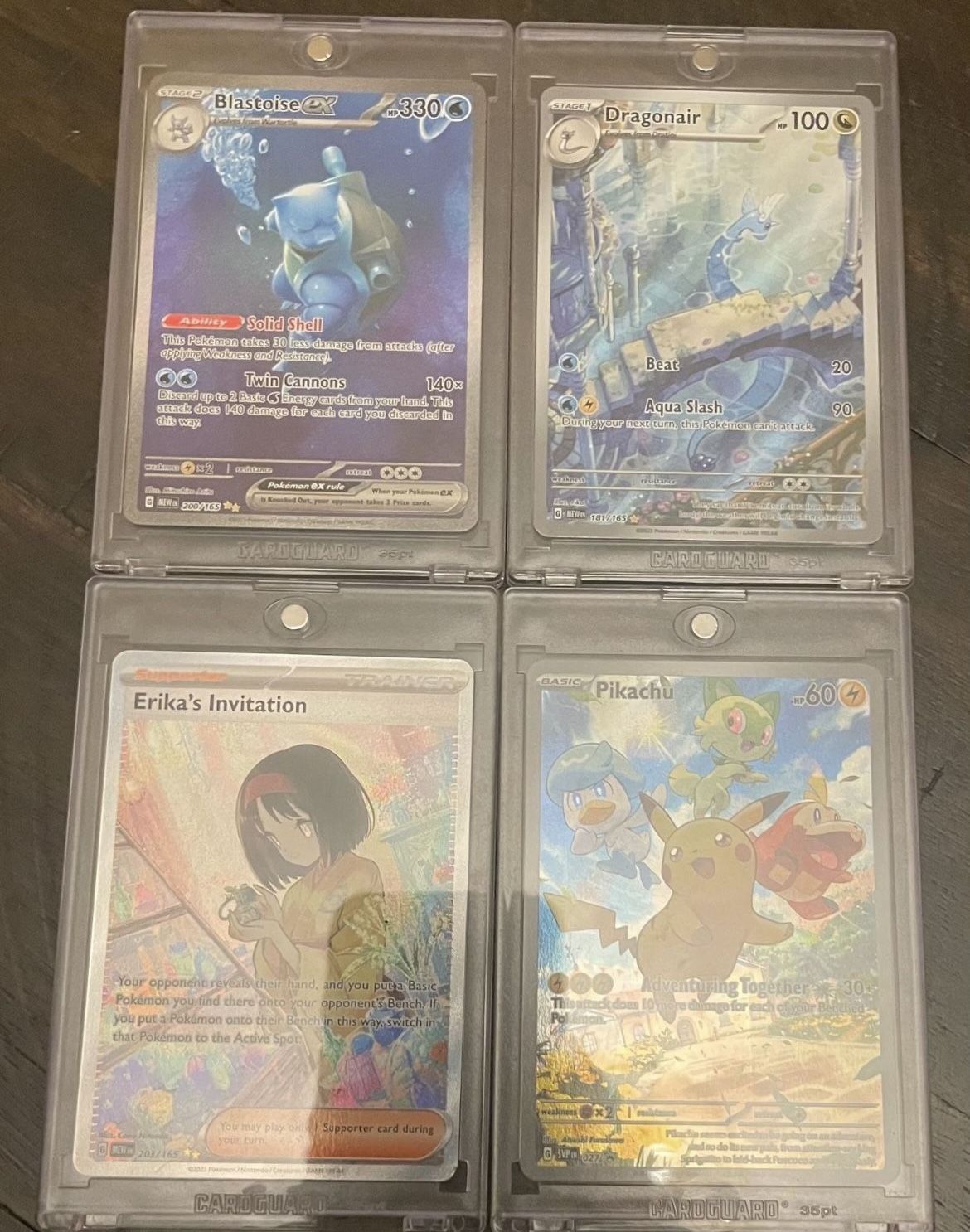 BlastoiseEX, Dragonair, Erika, Pikachu