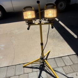 Bright Dual Halogen Work Lights on Stand – Adjustable, Heavy Duty – Only $20 (Works Great)
