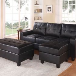 Brand New Black Leatherette Sectional