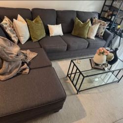 Gray L-shaped sectional couch 