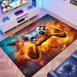Gaming Area Rug Teen Boys Carpet, Colorful 