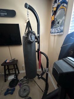Everlast stand with punching bag and gloves