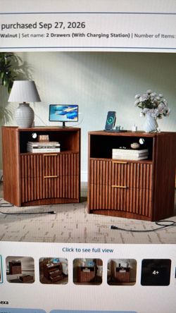 Fluted nightstand set of 2
