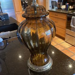 Glass And Brass Table Lamp 19” H