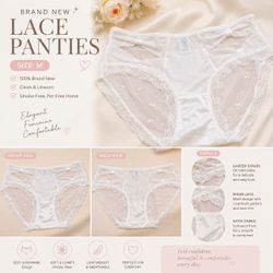 Brand New White Lace Panties - Size M