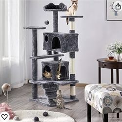 54"H Cat Tree with 2 Condos Visit > for Kittens Small Cats - Dark Gray