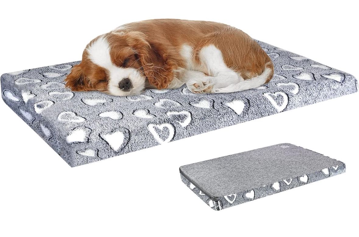 VANKEAN Reversible Cool and Warm Dog Bed Mat for Crates - Stylish Pad With Waterproof Inner Linings and Removable Machine Washable Cover, Firm Support