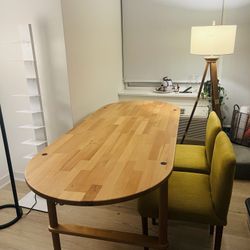 Demontha solid beech wood dining table + chairs