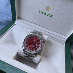 Rolex date-just 41mm red gem dial