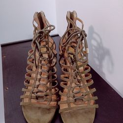 Green Gladiators Chunky Heels (Size 11)