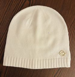 Michael Kors Beanie Hat - Ivory - Classic Design with Logo Accents