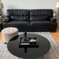 Leather couch, 86inches width, Black, Good Quity