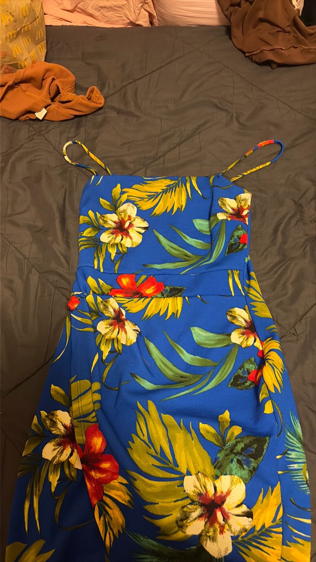 Blue dress with flowers S/XS