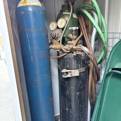 Oxygen and acetylene tanks for welding
