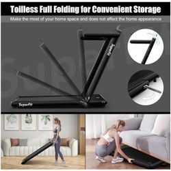 Goplus 2 in 1 Folding Treadmill, 2.25HP Superfit Under Desk Electric Treadmill, Installation-Free with Remote Control, APP Control and LED Display, Wa